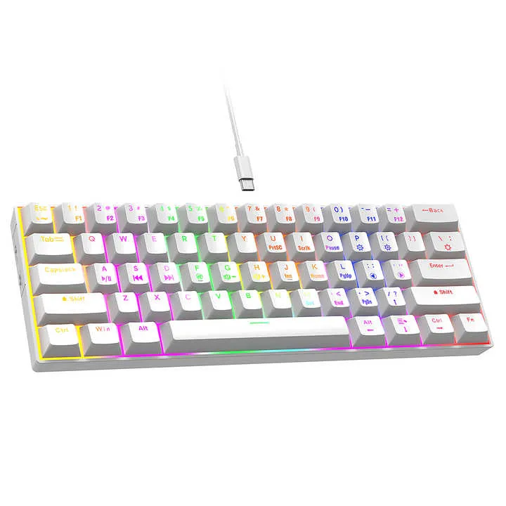 لوحة مفاتيح ميكانيكية 61 مفتاحًا 60 بالمائة بإضاءة . 61 Keys 60% Mechanical Keyboard with RGB LED Backlit