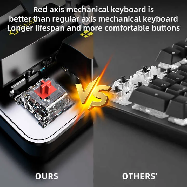 مفاتيح كاملة الحجم لوحة مفاتيح ميكانيكية مع . Full Size Keys Mechanical Keyboard with Rainbow Knob
