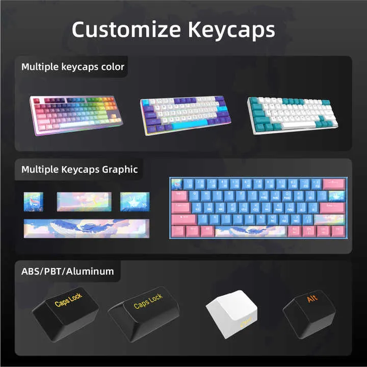 مفاتيح كاملة الحجم لوحة مفاتيح ميكانيكية مع . Full Size Keys Mechanical Keyboard with Rainbow Knob