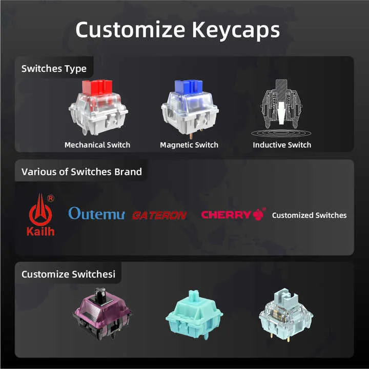 مفاتيح كاملة الحجم لوحة مفاتيح ميكانيكية مع . Full Size Keys Mechanical Keyboard with Rainbow Knob