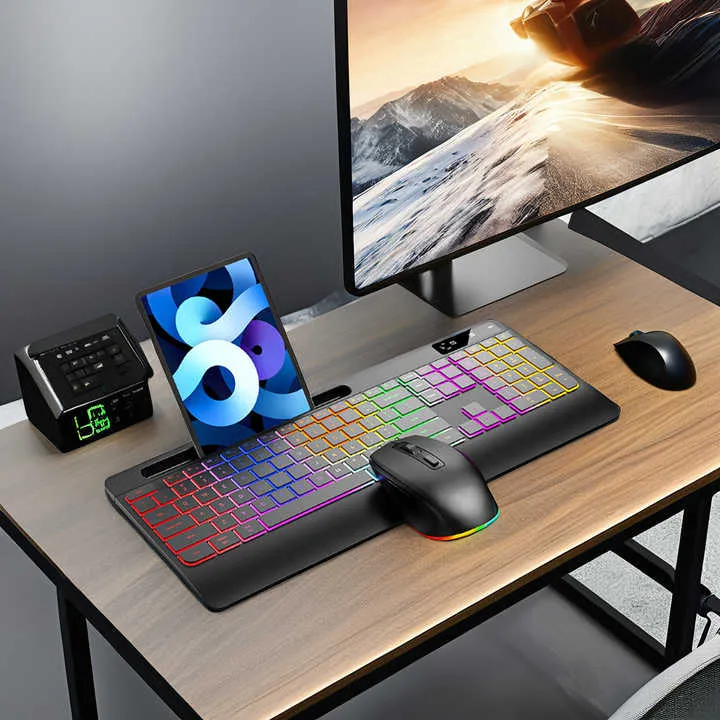 مفاتيح كشاف بلوتوث قابلة لإعادة الشحن لاسلكية . Wireless Rechargeable Bluetooth Backlit Keypad with