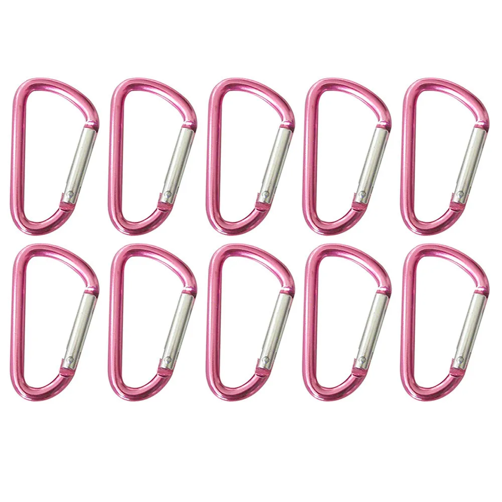 10 Pink Aluminum Carabiner 2" Breast Cancer Awareness D-Ring Snap Hook Keychain