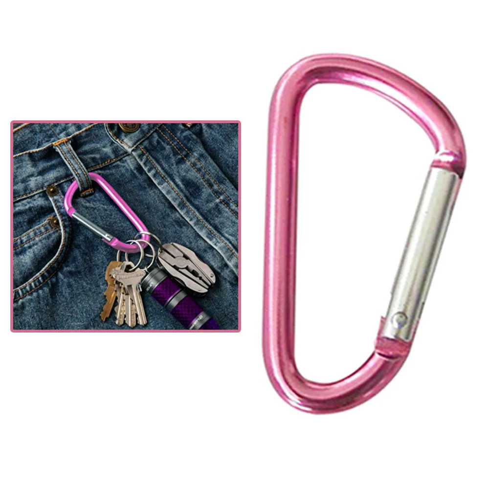 10 Pink Aluminum Carabiner 2" Breast Cancer Awareness D-Ring Snap Hook Keychain