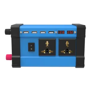 1200W Peak Car Power Inverter DC 12V to AC 110/220V Four USB Modified Sine Wave Converter with Colorful LCD Screen