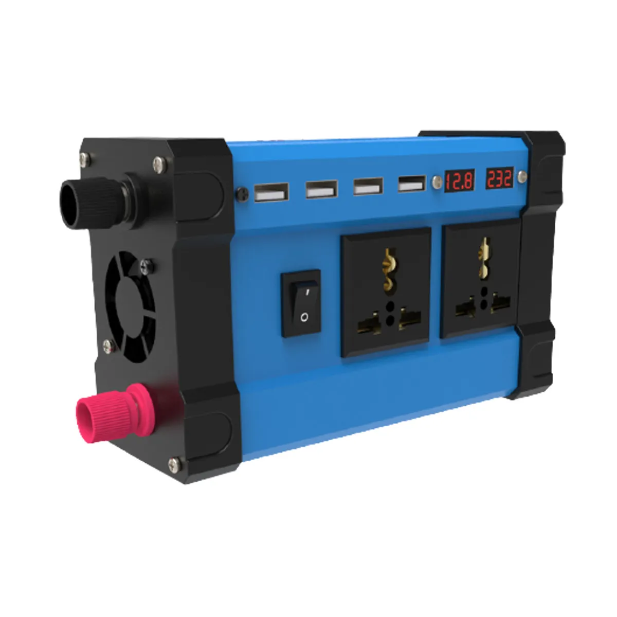 1200W Peak Car Power Inverter DC 12V to AC 110/220V Four USB Modified Sine Wave Converter with Colorful LCD Screen