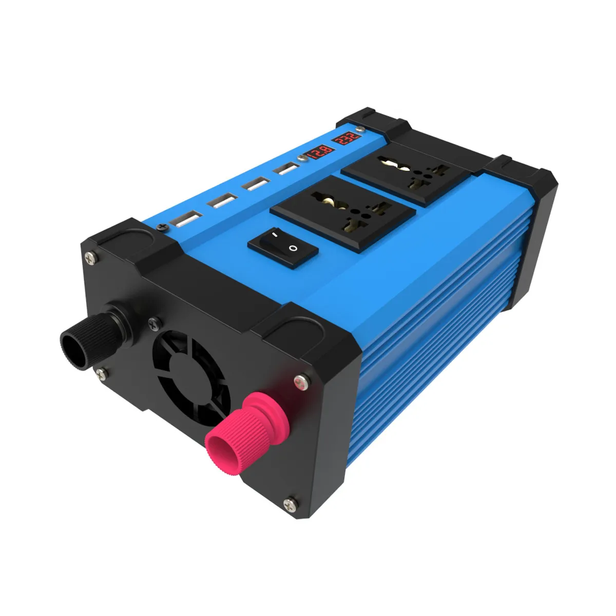 1200W Peak Car Power Inverter DC 12V to AC 110/220V Four USB Modified Sine Wave Converter with Colorful LCD Screen