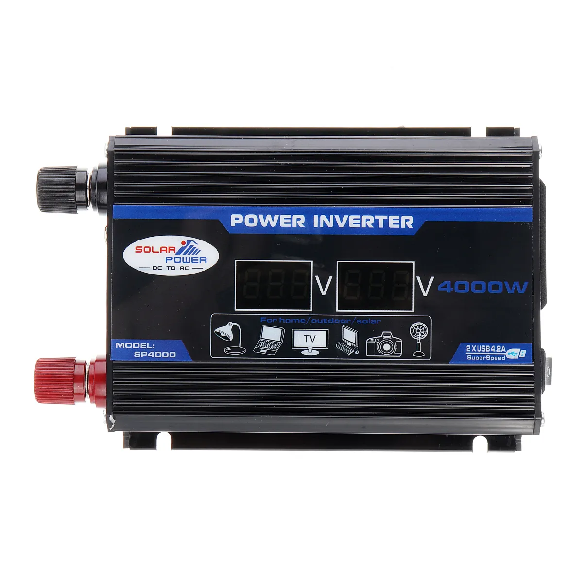 1200W Peak Car Power Inverter DC 12V to AC 110V 220V Dual USB Modified Sine Wave Converter with LED Screen