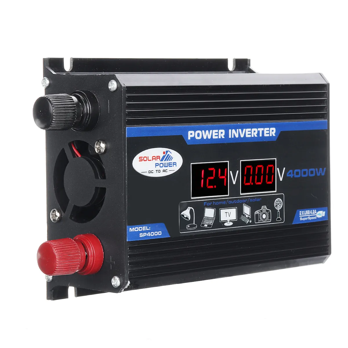 1200W Peak Car Power Inverter DC 12V to AC 110V 220V Dual USB Modified Sine Wave Converter with LED Screen