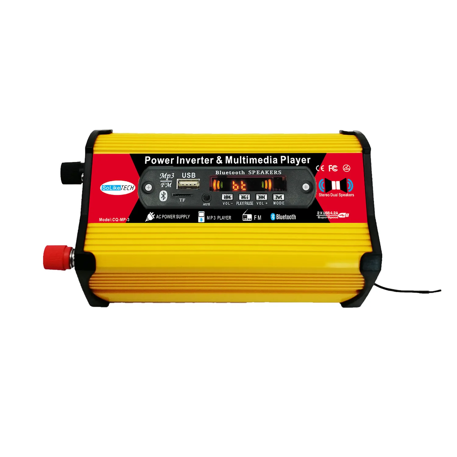 1200W Peak Car Power Inverter with MP3 Multimedia Player DC 12V to AC 110V 220V Dual USB Fast Charge AC Outlet Converter FM Bluetooth LED Screen