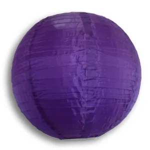 12" Dark Purple Shimmering Nylon Lantern, Even Ribbing, Durable, Hanging