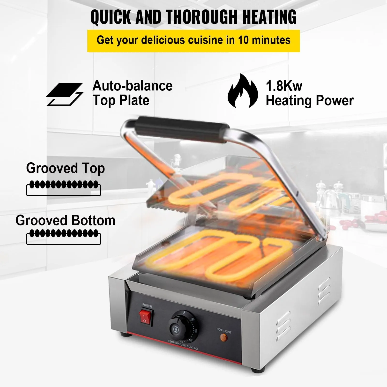 1800W Electric Sandwich Bread Toaster Press Maker