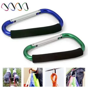 2 PC Jumbo Carabiner Grocery Bags Holder Handle Stroller Hooks Spring Strong