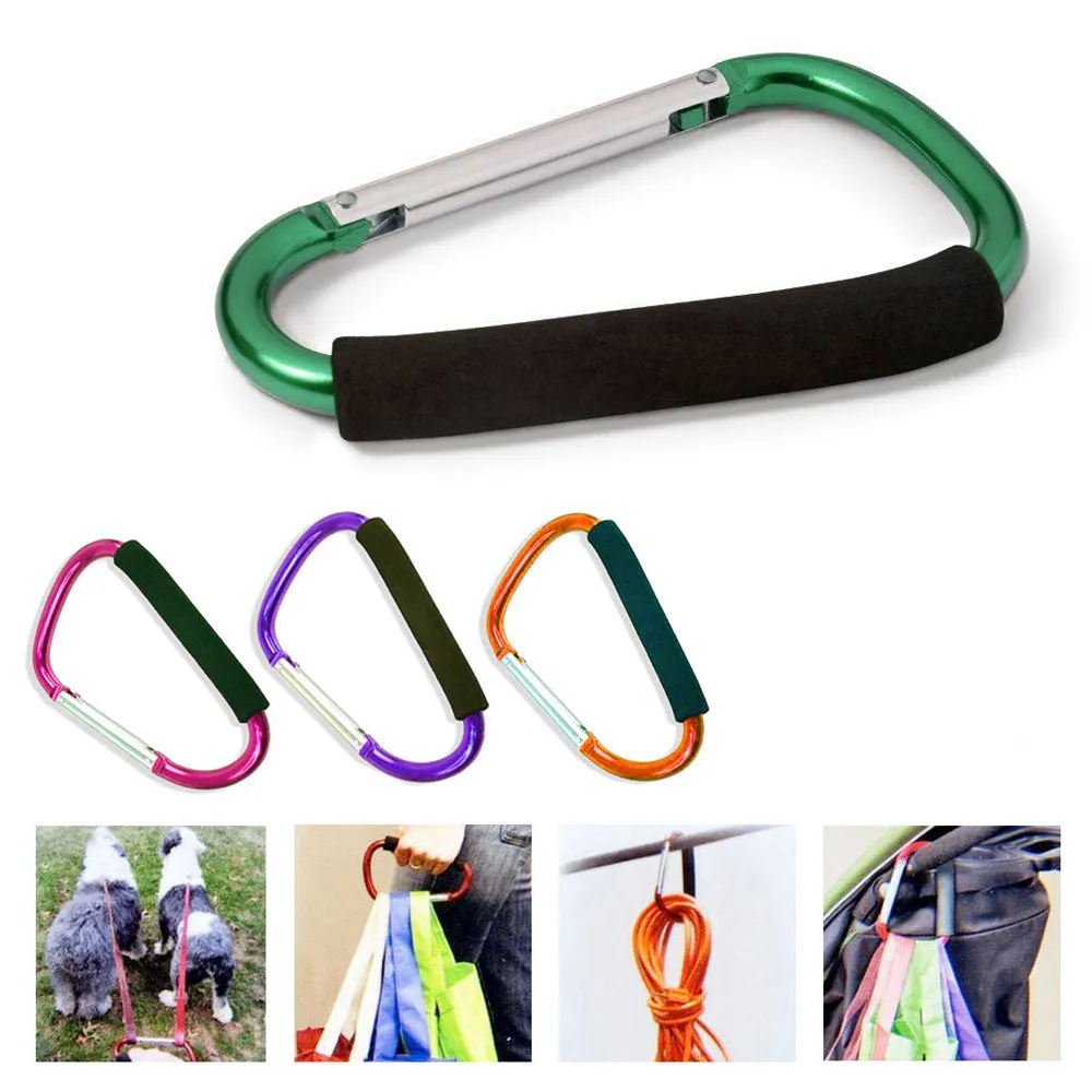 2 PC Jumbo Carabiner Grocery Bags Holder Handle Stroller Hooks Spring Strong