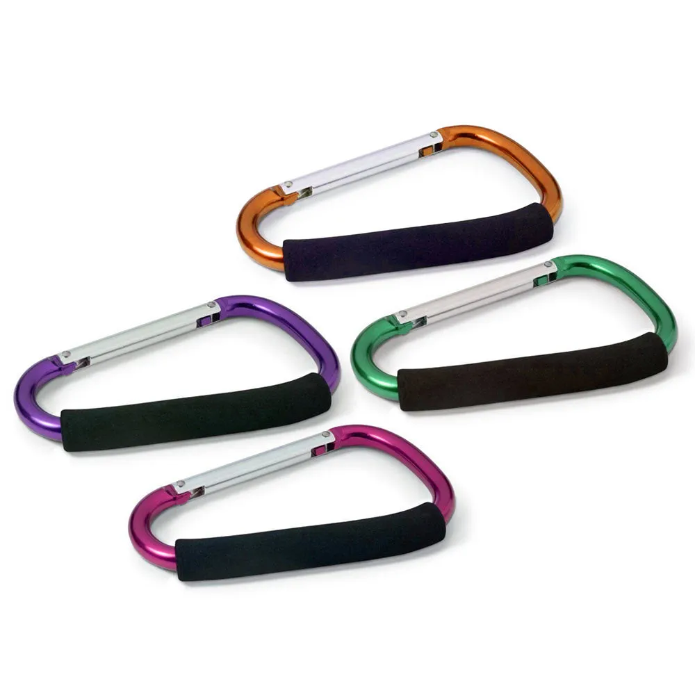 2 PC Jumbo Carabiner Grocery Bags Holder Handle Stroller Hooks Spring Strong