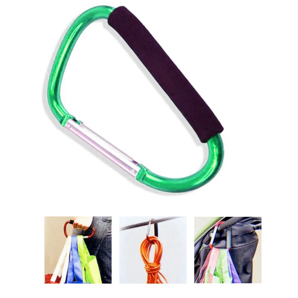 2 PC Jumbo Carabiner Grocery Bags Holder Handle Stroller Hooks Spring Strong
