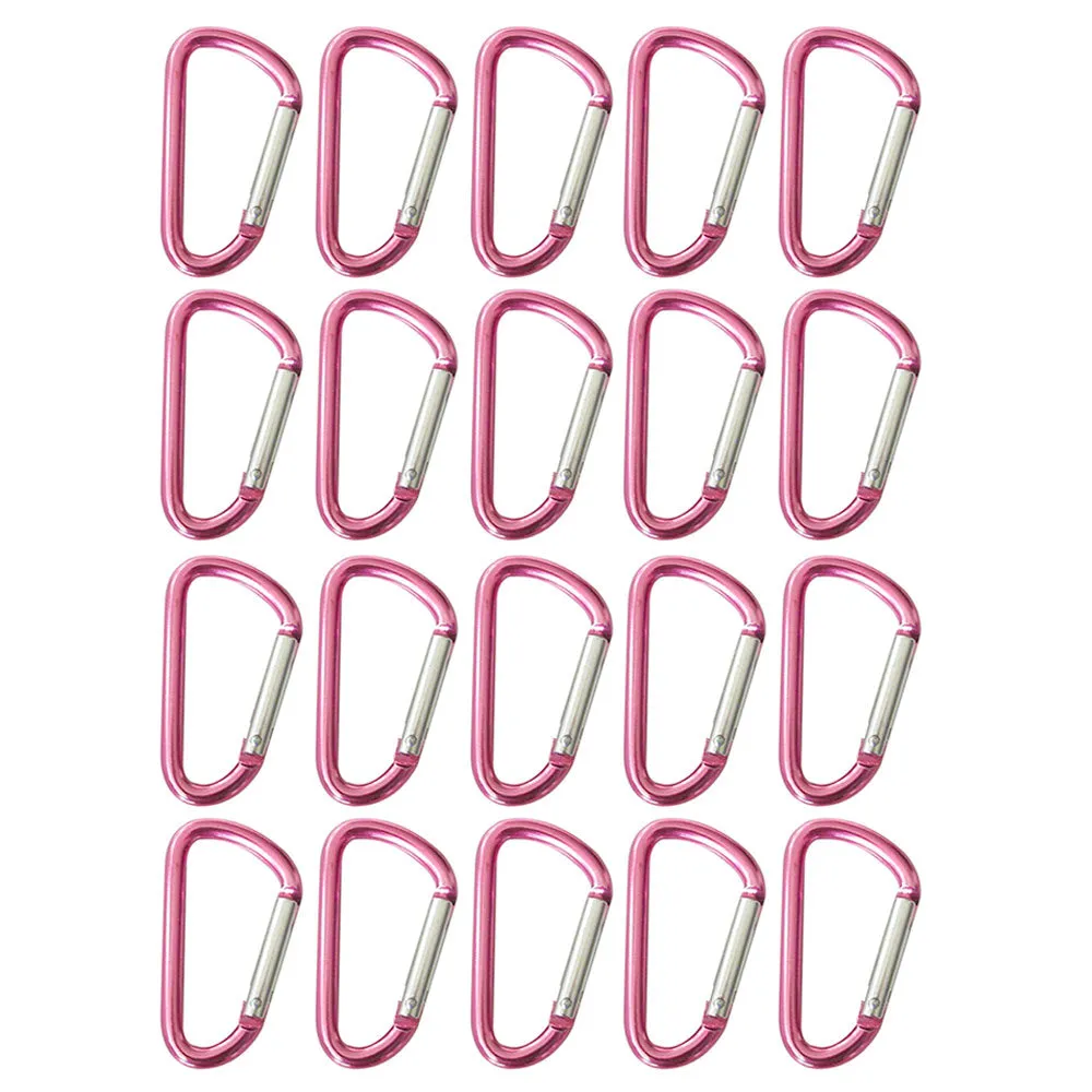 20 Aluminum Carabiner Pink Ribbon Support 2" D-Ring Snap Hook Keychain Keyring