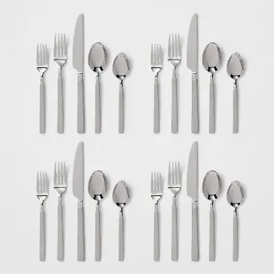 20pc Newfane Flatware Set Silver - Threshold
