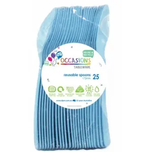 20pk Reusable Plastic Spoons - Light Blue