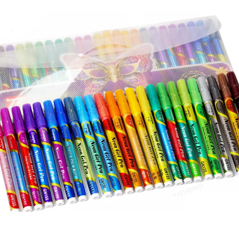 24 Colour Glitter Changing Nail Pen Set Waterproof Art Markers