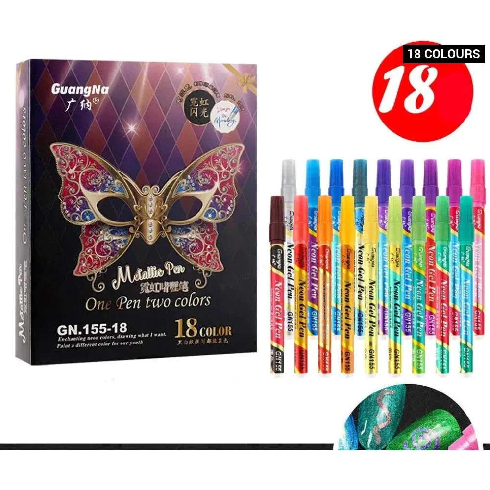 24 Colour Glitter Changing Nail Pen Set Waterproof Art Markers