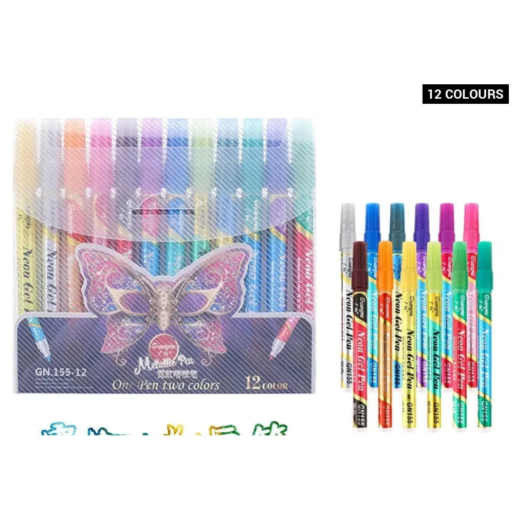 24 Colour Glitter Changing Nail Pen Set Waterproof Art Markers