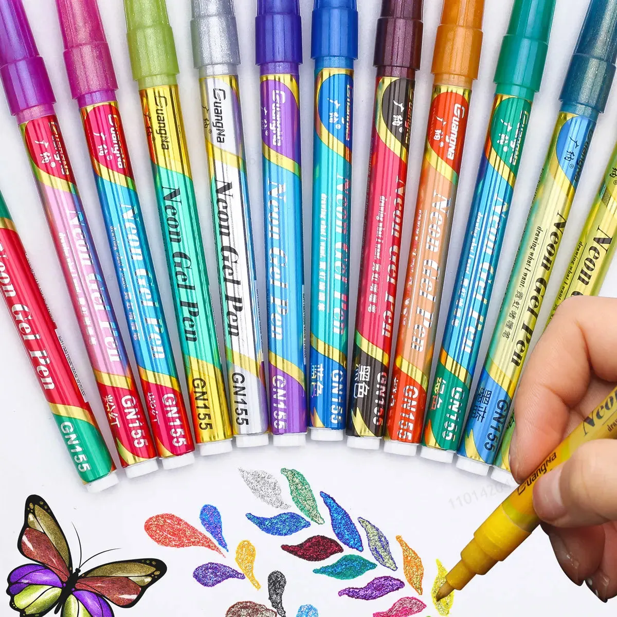 24 Colour Glitter Changing Nail Pen Set Waterproof Art Markers