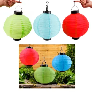 3 x Solar LED Chinese Paper Lanterns Party Round 10" Garden Wedding Decoration