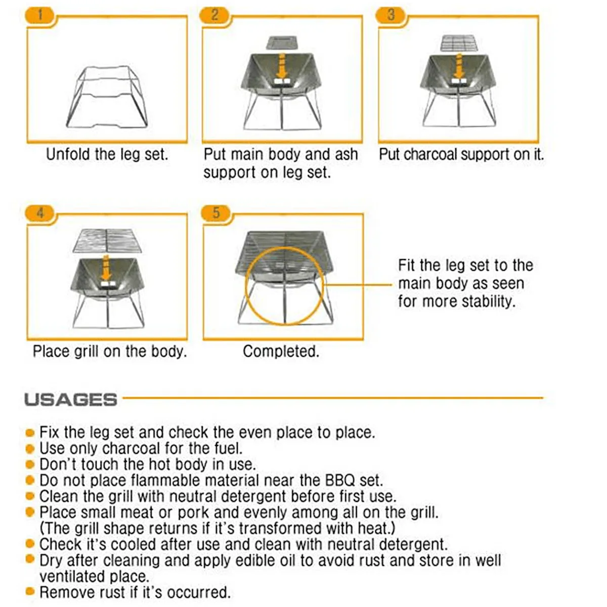 31X31X22Cm Folding BBQ Barbecue Grill Portable Outdoor Home BBQ Tools Easy Installation