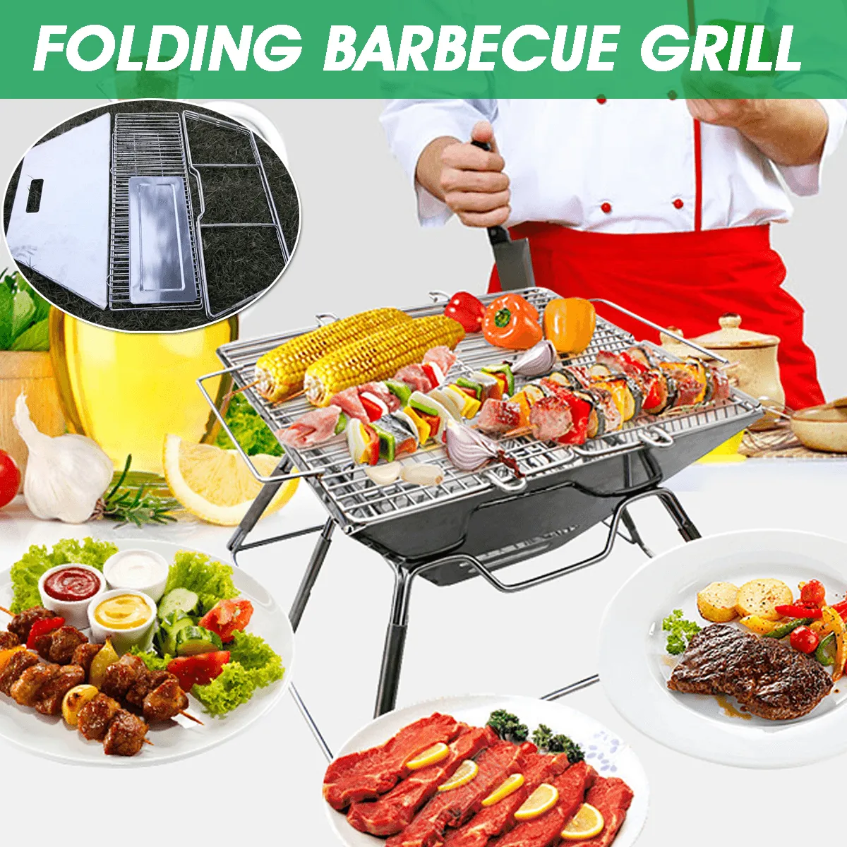 31X31X22Cm Folding BBQ Barbecue Grill Portable Outdoor Home BBQ Tools Easy Installation