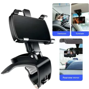 360 Rotating Multi-function Car Phone Holder with Adjustable Spring Clip