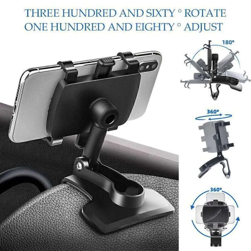 360 Rotating Multi-function Car Phone Holder with Adjustable Spring Clip