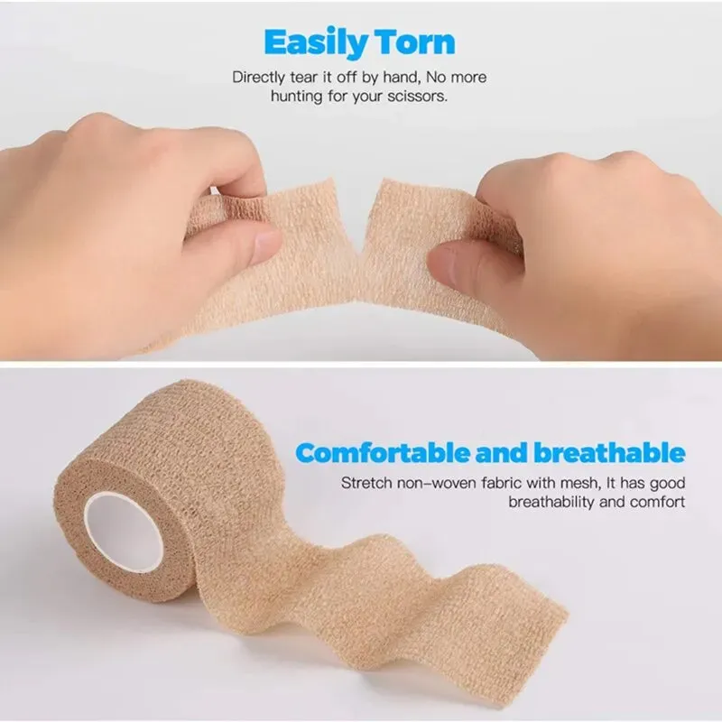 3pcs Disposable Self Adhesive Elastic Bandage for Tattoo Handle Tube Tightening 5cm 4.5m