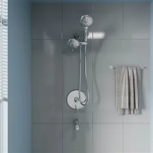 6 Spray Mode Dual Rain & Handheld Shower Heads & Tub Spout Combo Set