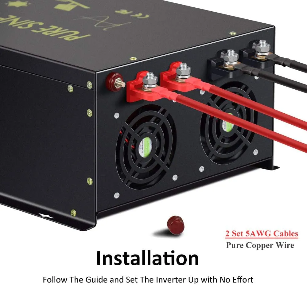 8000 Watt Max Continuous Power 16000 Watt Peak Heavy Duty Pure Sine Wave Inverter 12V DC  Wind Power Supply for Home Camping Van
