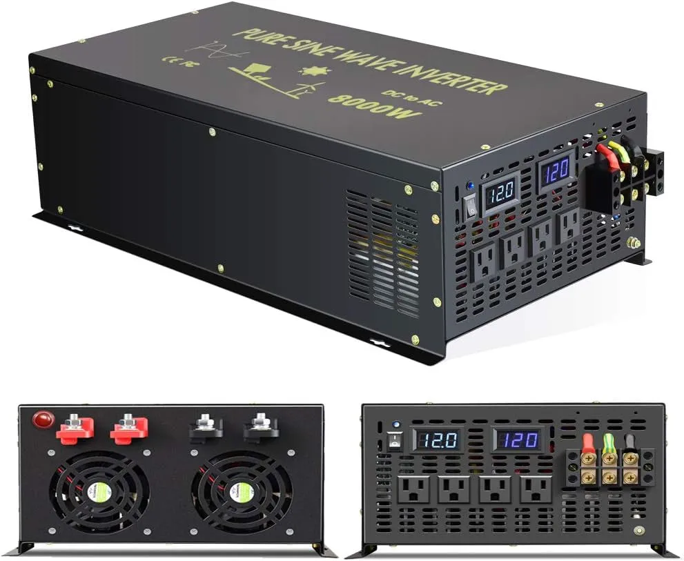 8000 Watt Max Continuous Power 16000 Watt Peak Heavy Duty Pure Sine Wave Inverter 12V DC  Wind Power Supply for Home Camping Van