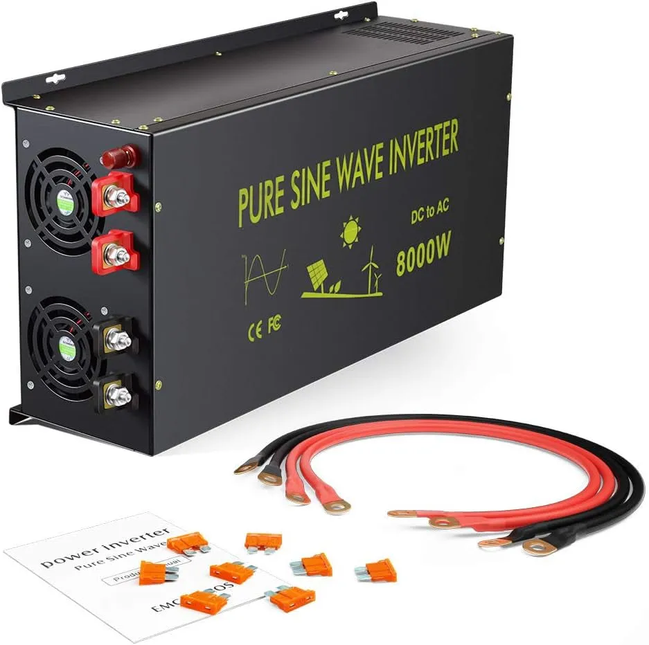 8000 Watt Max Continuous Power 16000 Watt Peak Heavy Duty Pure Sine Wave Inverter 12V DC  Wind Power Supply for Home Camping Van