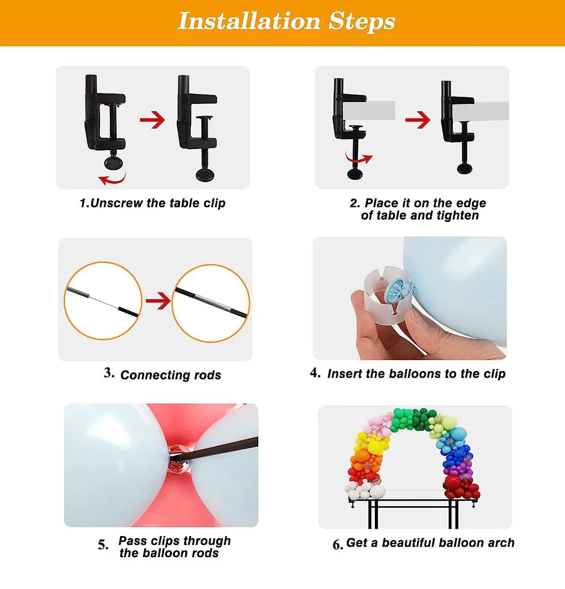 Adjustable Table Balloon Arch Holder Kit