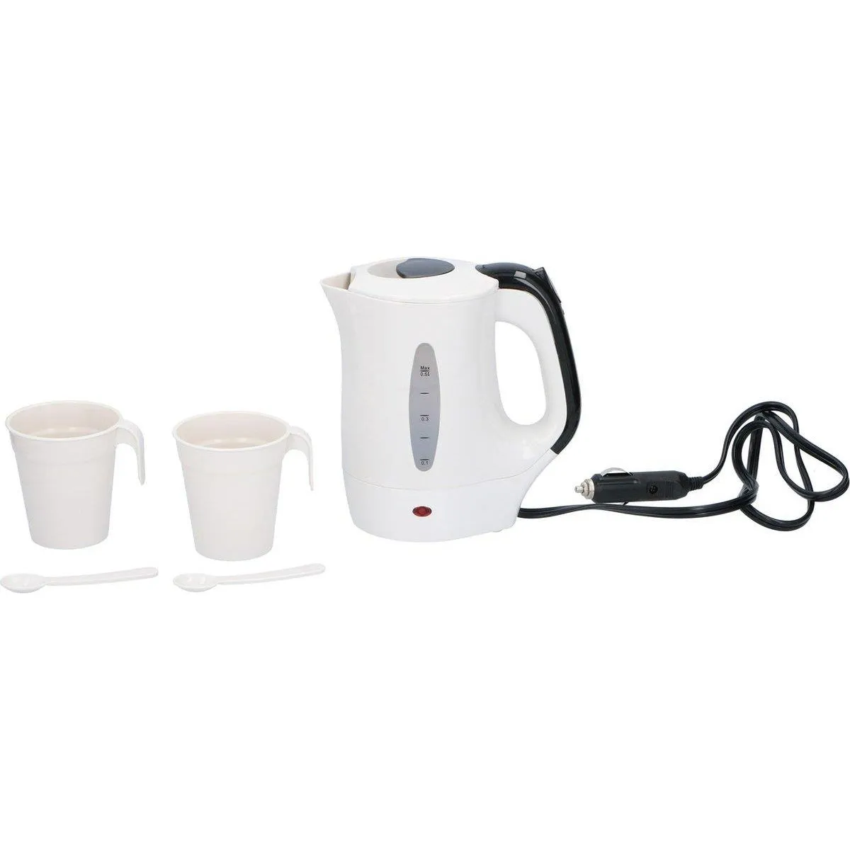 All Ride Truckers 24V Kettle 0.5Ltr 300W Water Heater Truck Lorry W Cups Spoons