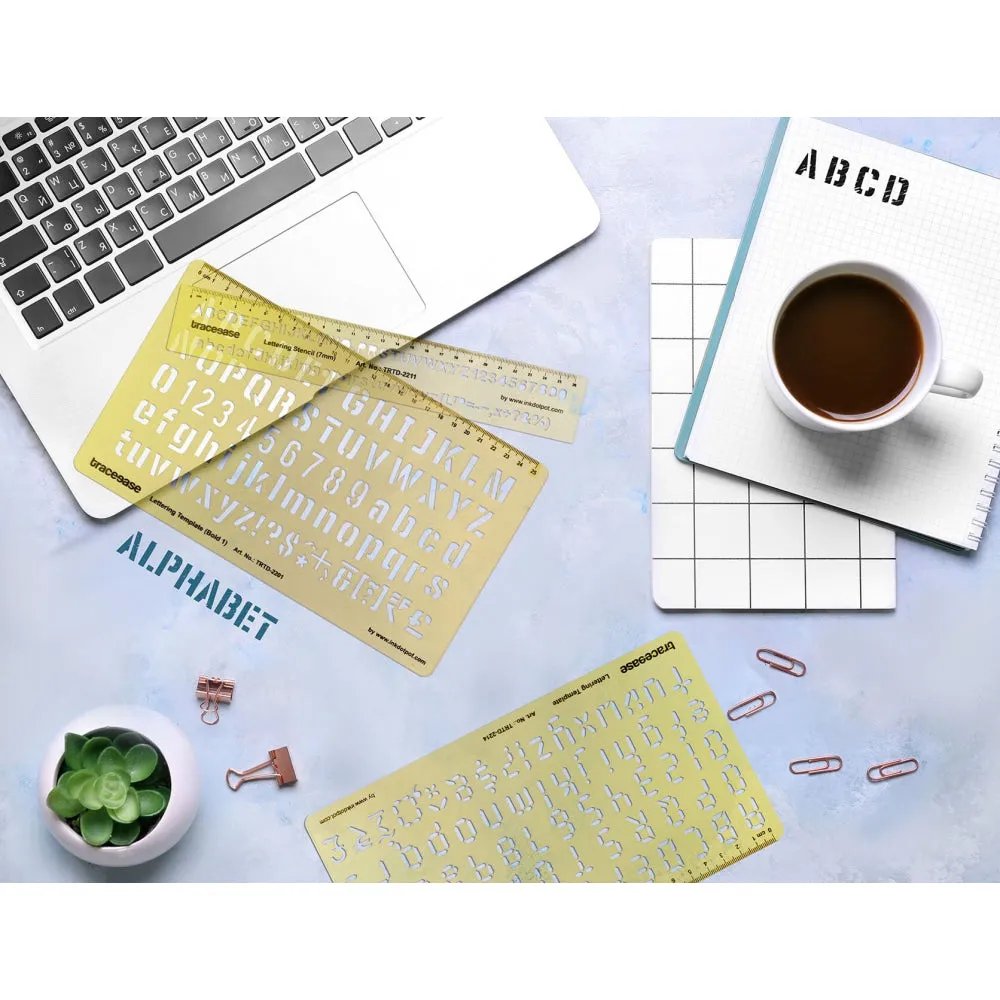 Alphabet Lettering Template Upper and Lower Case Drafting Tools English Alphabet Stencils