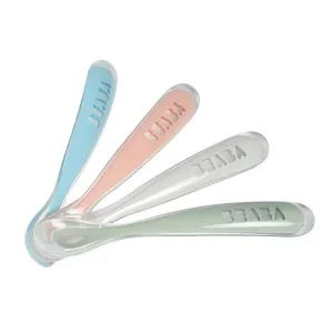 Beaba 1st Stage Silicone Spoons 4pk Windy Blue/Eucalyptus Green/Light Mist/Vintage Pink