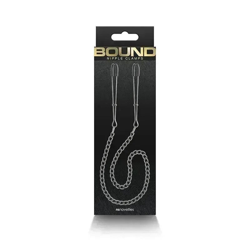 Bound Nipple Clamps - DC3 - Gunmetal - Gunmetal Nipple Clamps with Chain