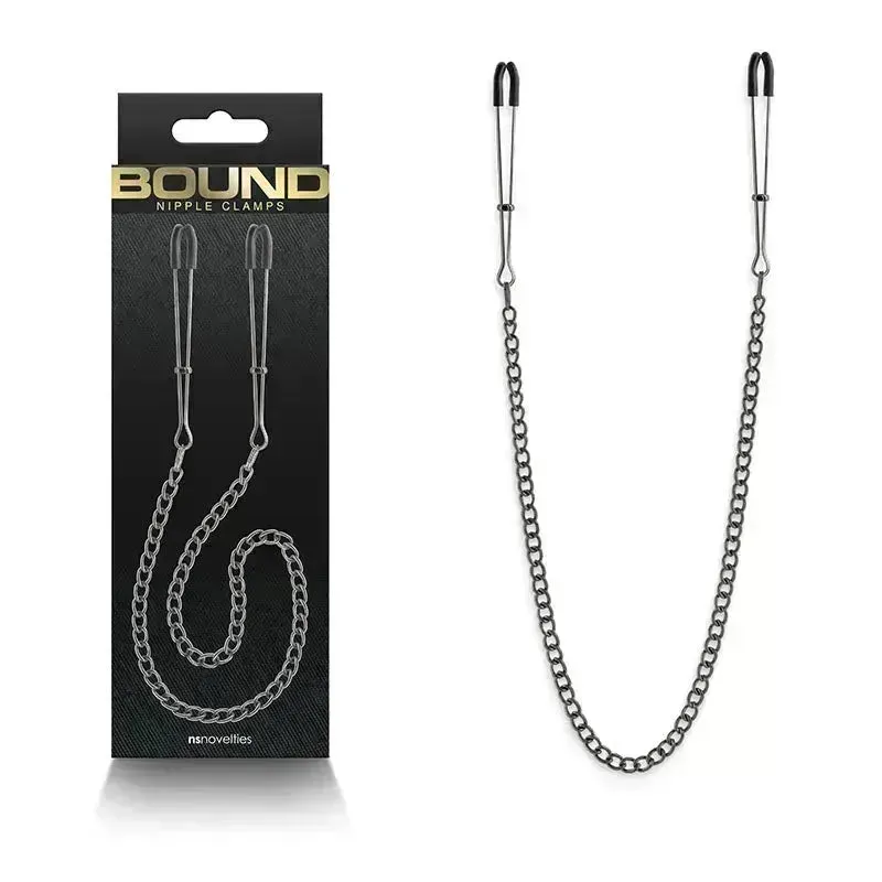 Bound Nipple Clamps - DC3 - Gunmetal - Gunmetal Nipple Clamps with Chain