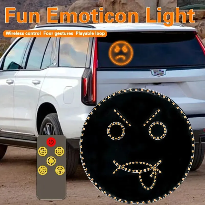 Car Led Smiley Face Lights W / Remote Rear Window Multi-Function Warning Lamp