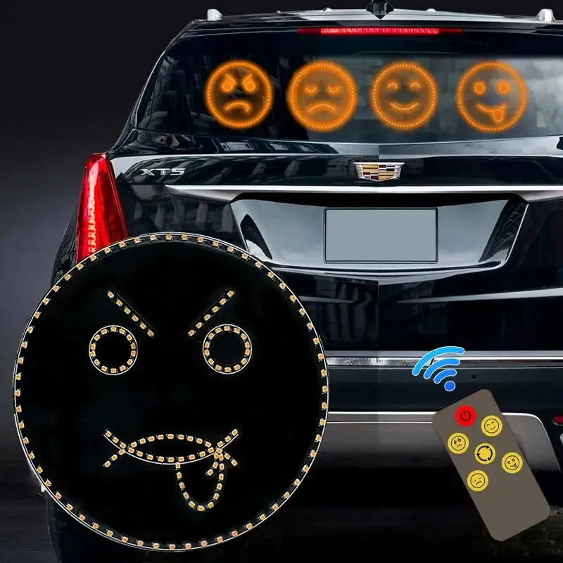 Car Led Smiley Face Lights W / Remote Rear Window Multi-Function Warning Lamp