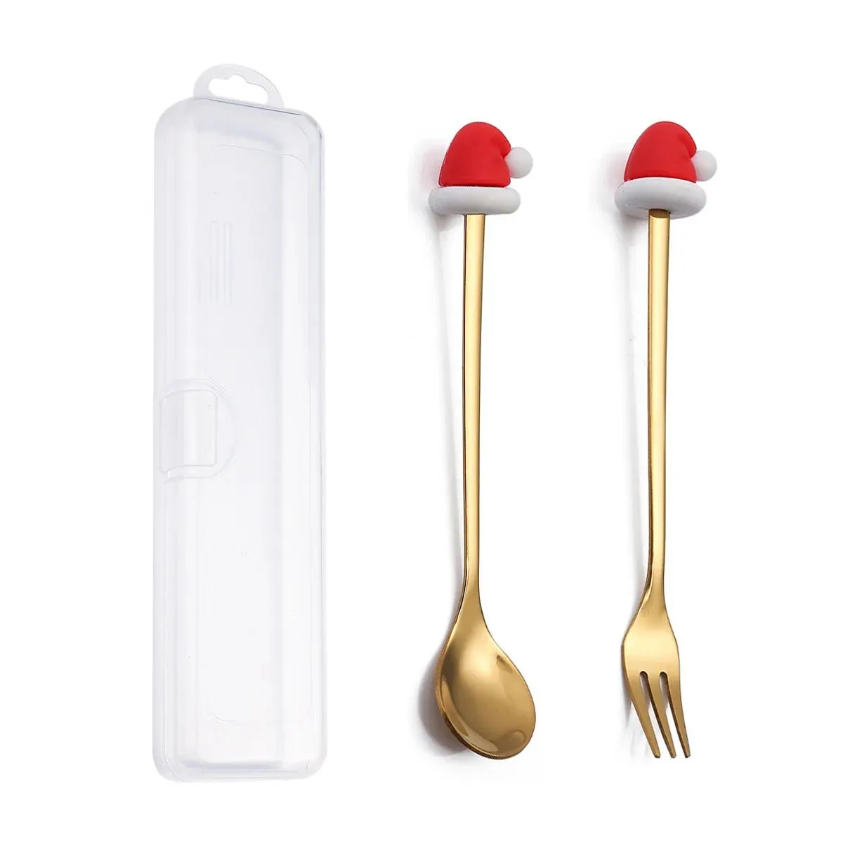 Christmas Gift Spoon Fork Set with Elk Tree Decoration