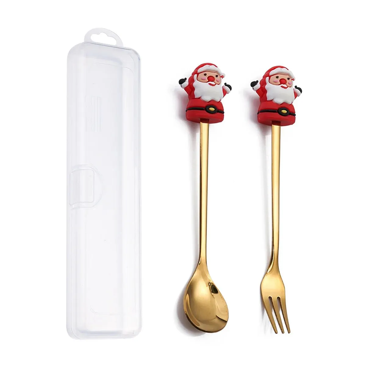 Christmas Gift Spoon Fork Set with Elk Tree Decoration