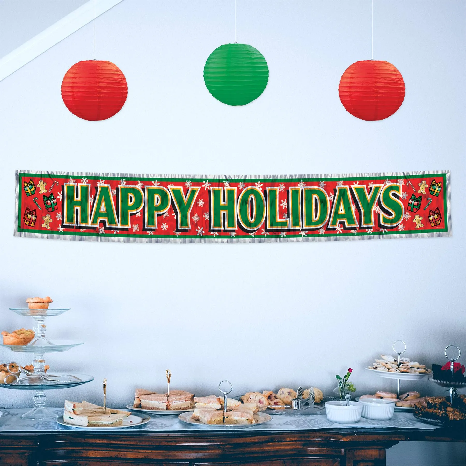 Christmas Paper Lanterns Assorted red & green (3 per Package)