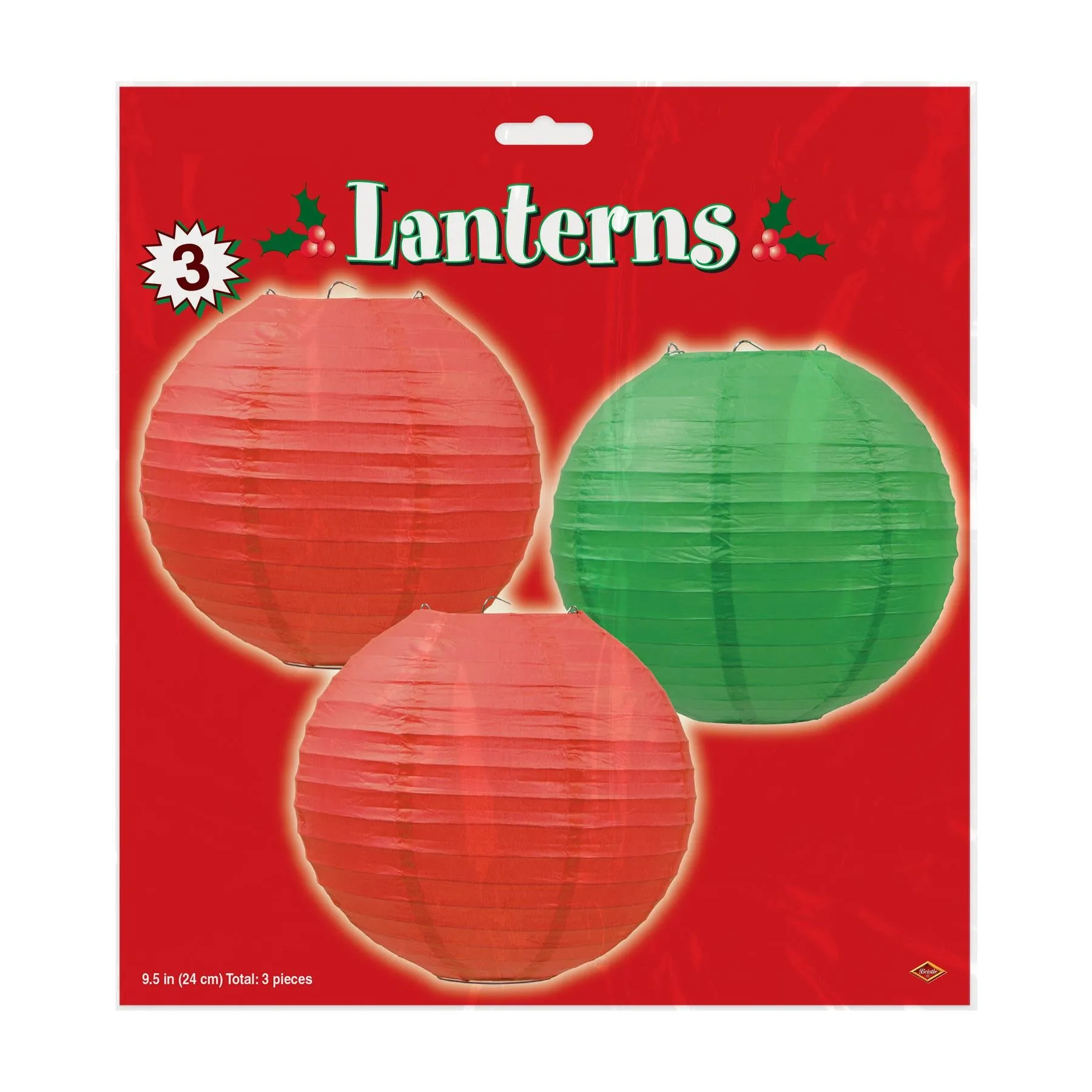 Christmas Paper Lanterns Assorted red & green (3 per Package)