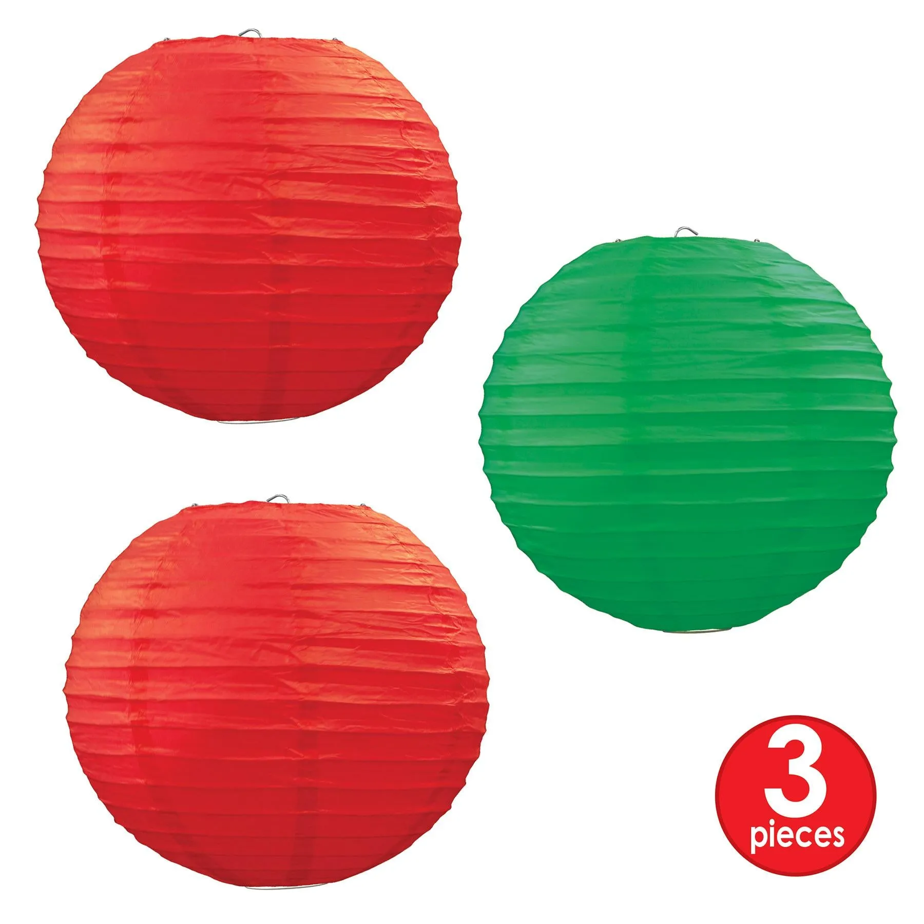 Christmas Paper Lanterns Assorted red & green (3 per Package)