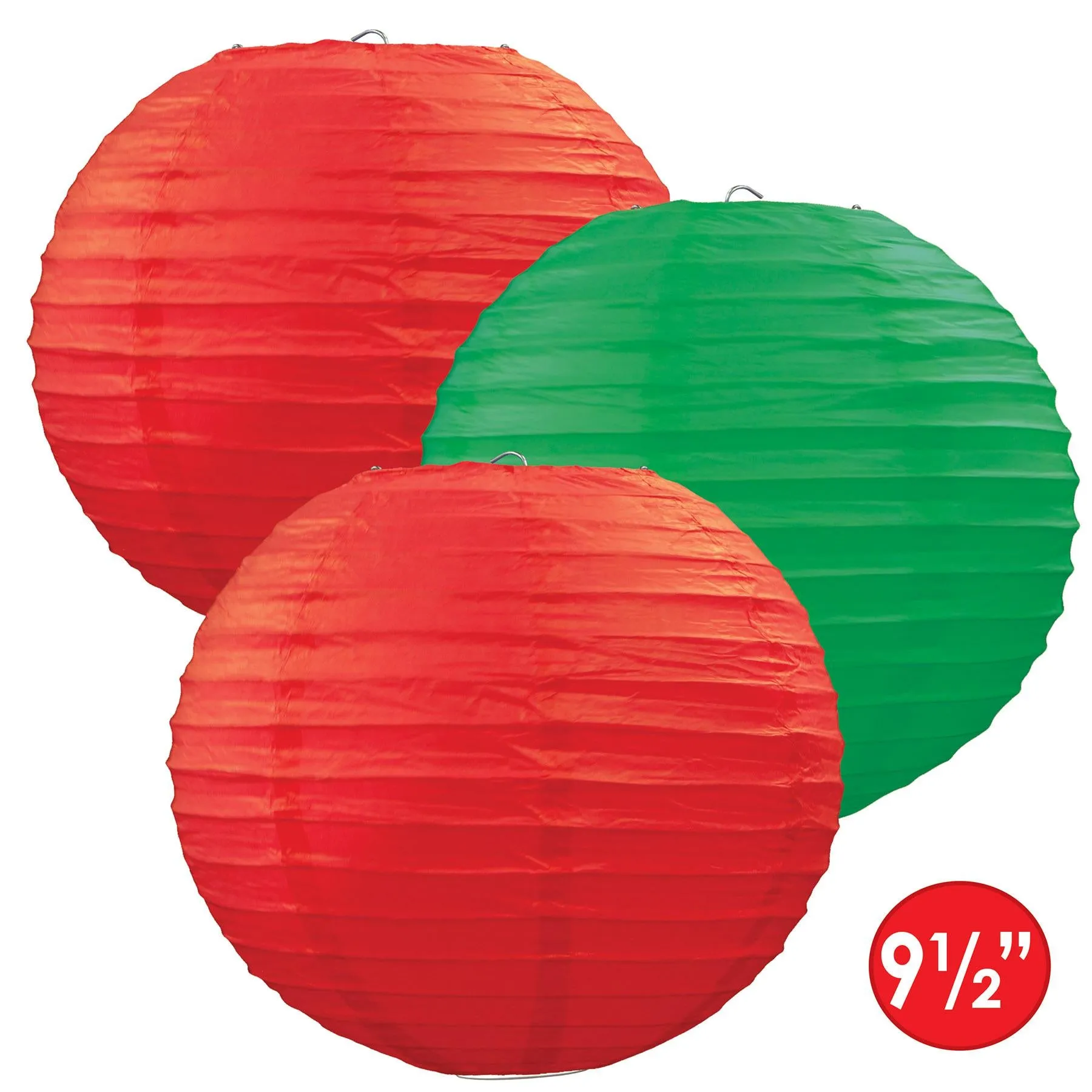 Christmas Paper Lanterns Assorted red & green (3 per Package)